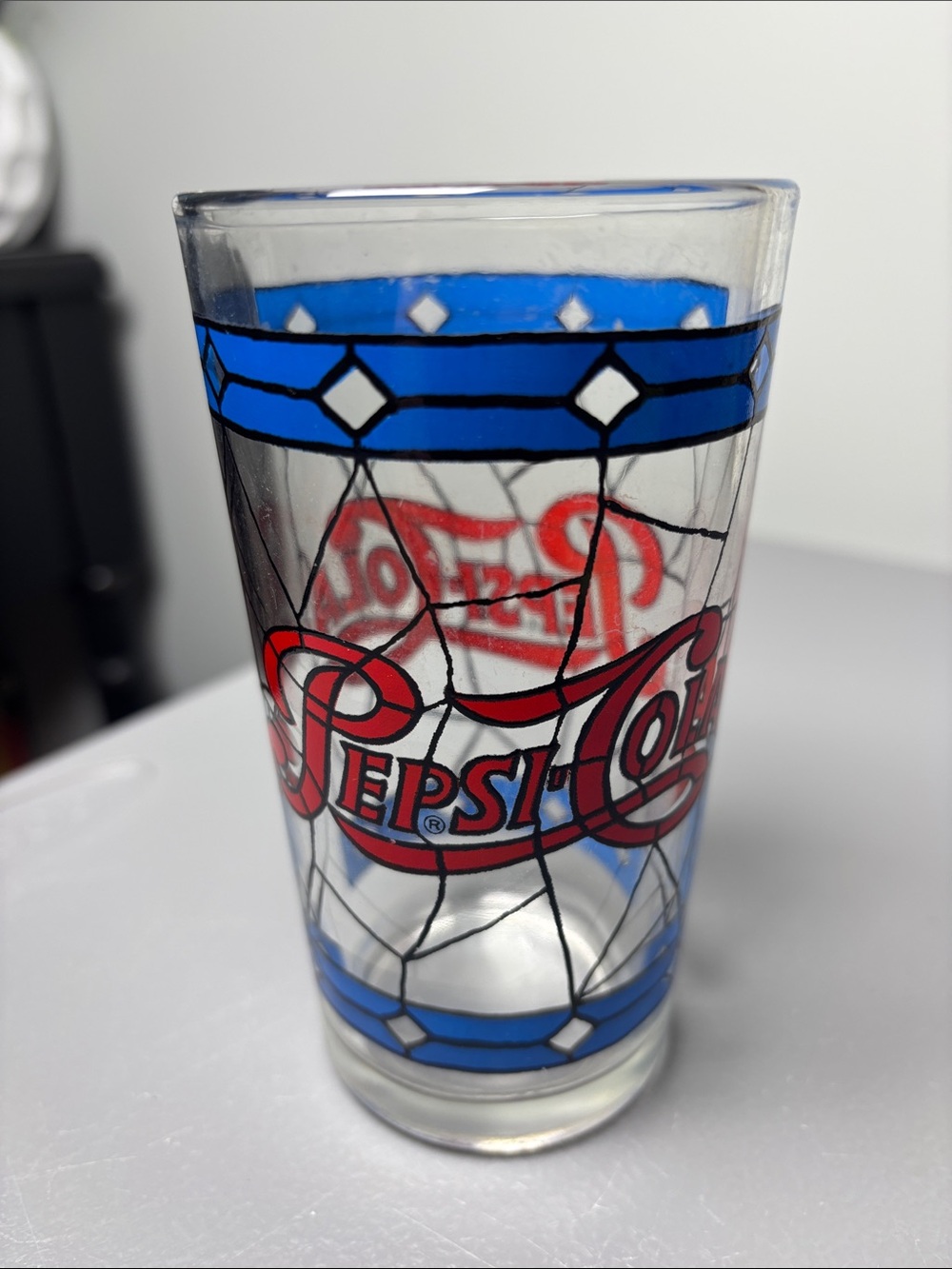 Vintage Pepsi Cola 1970's Tiffany Style Glasse 10oz Stained Glass Soda